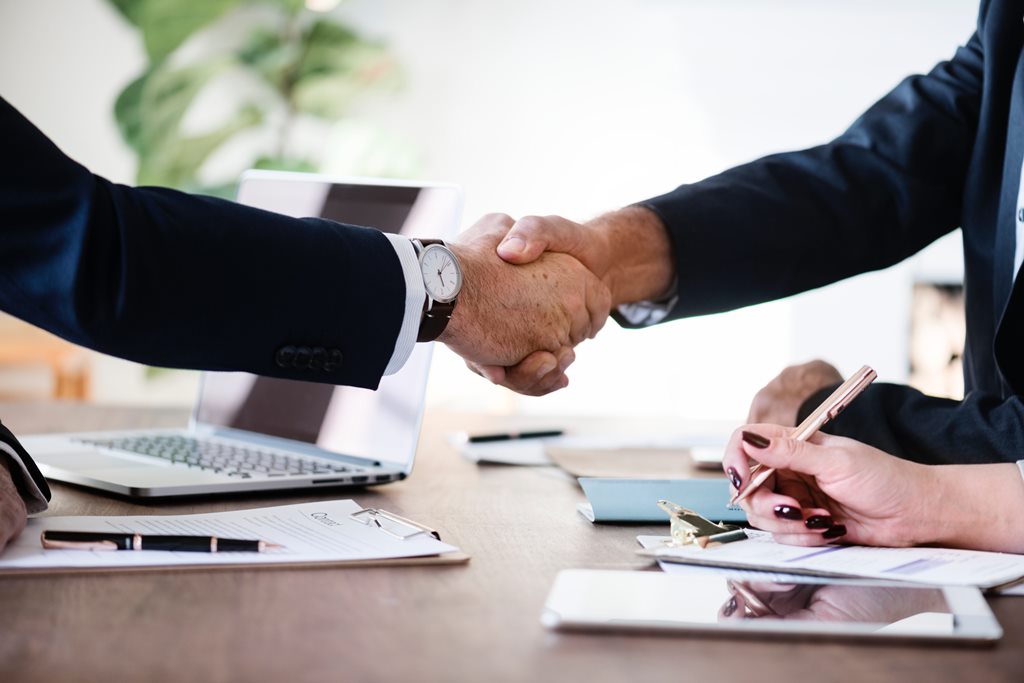 Two men shaking hands 